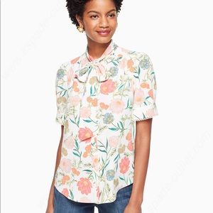 Kate Spade Blossom Tie Neck Top NJMU8445 EUC Size M